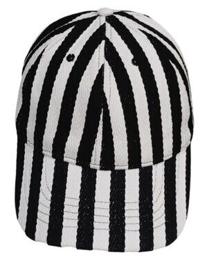 TALLA UNICA. BLACK/WHITE STRIPED . ADJUSTABLE BASEBALL STYLE CAP.